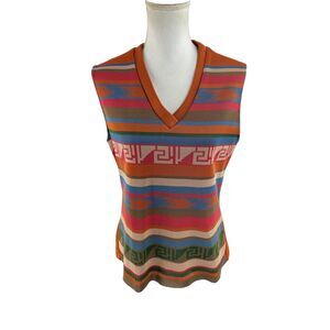 Vtg‎ 70s Southwest Aztec Western Pullover Vest V-Neck Size 16 (Fits 12/14)